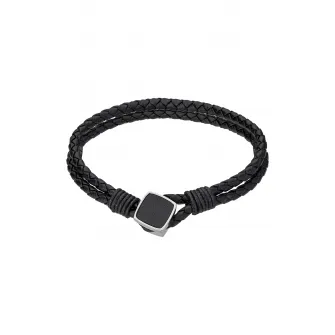 Philipp Blanc, Bratara de piele cu model, Negru