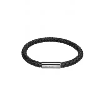 Philipp Blanc, Bratara de piele impletita, Negru/Argintiu