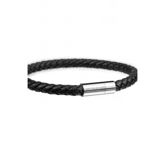Philipp Blanc, Bratara de piele impletita, Negru/Argintiu