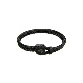 Philipp Blanc, Bratara din piele cu aspect impletit, Negru