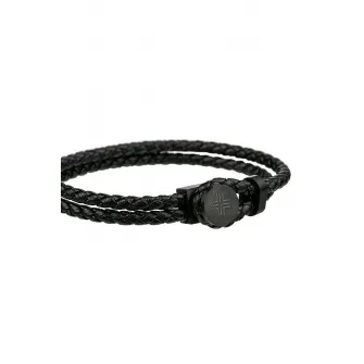 Philipp Blanc, Bratara din piele cu aspect impletit, Negru