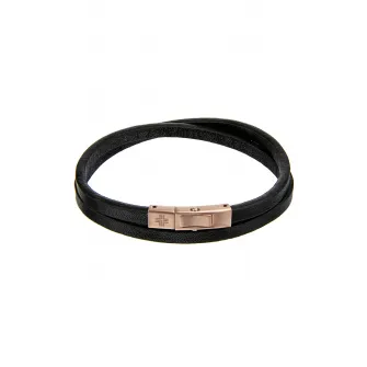 Philipp Blanc, Bratara din piele cu catarama metalica, Negru/Maro bronz