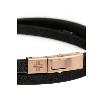 Philipp Blanc, Bratara din piele cu catarama metalica, Negru/Maro bronz