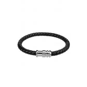 Philipp Blanc, Bratara impletita din piele, Negru/Argintiu