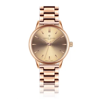 Philipp Blanc, Ceas unisex cu cadran cu logo, realizat in Elvetia, Auriu rose