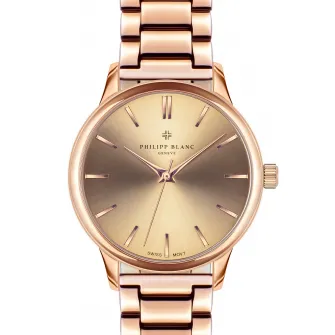 Philipp Blanc, Ceas unisex cu cadran cu logo, realizat in Elvetia, Auriu rose