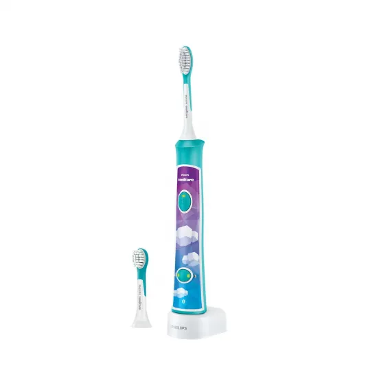 Philips Sonicare Kids HX6322/04, Bluetooth® incorporat, 2 moduri, 2 capete de periere, Numar de miscari/minut 62000, Alb/Albastru