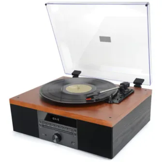 Pick-up stereo cu difuzoare incorporate AKAI ATT-14BT, Bluetooth, CD, Radio FM, retro style