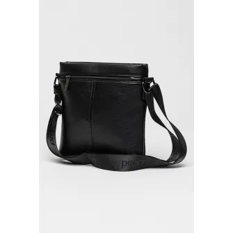 Pierre Cardin, Geanta crossbody de piele ecologica cu logo, Negru
