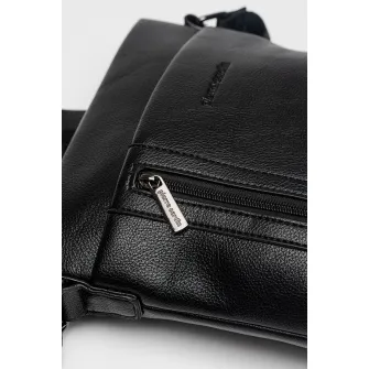 Pierre Cardin, Geanta crossbody de piele ecologica cu logo, Negru
