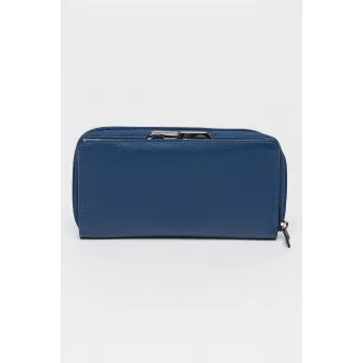 Pierre Cardin, Portofel de piele cu compartiment dublu, Albastru royal