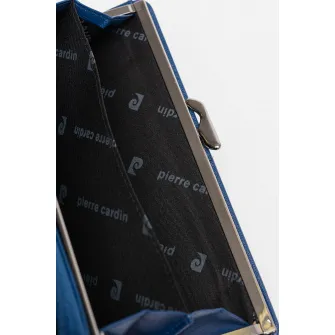 Pierre Cardin, Portofel de piele cu compartiment dublu, Albastru royal