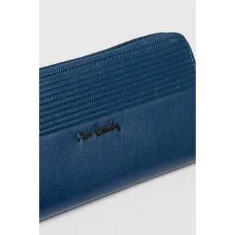 Pierre Cardin, Portofel de piele ecologica cu fermoar, Albastru