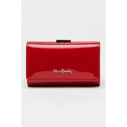 Pierre Cardin, Portofel de piele lacuita cu logo, Rosu
