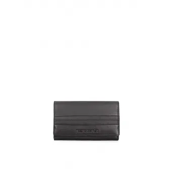 Pierre Cardin, Portofel din piele cu detaliu logo, Negru