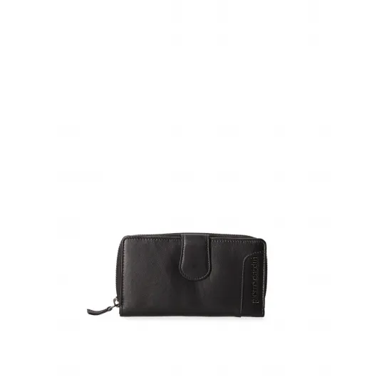 Pierre Cardin, Portofel din piele cu detaliu logo, Negru