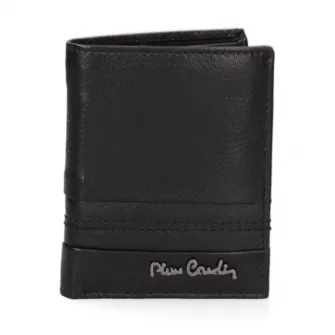 Pierre Cardin, Portofel din piele cu logo metalic 168321, Negru
