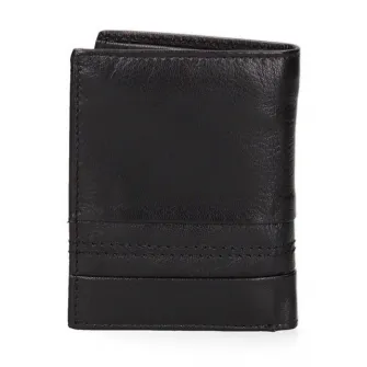 Pierre Cardin, Portofel din piele cu logo metalic 168321, Negru