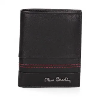 Pierre Cardin, Portofel din piele cu logo metalic 168321, Rosu, Negru