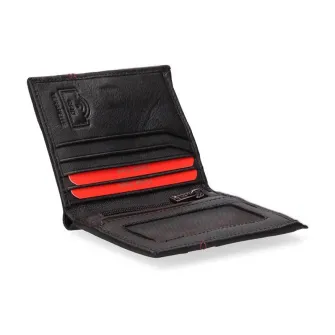 Pierre Cardin, Portofel din piele cu logo metalic 168321, Rosu, Negru