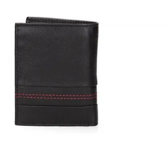 Pierre Cardin, Portofel din piele cu logo metalic 168321, Rosu, Negru