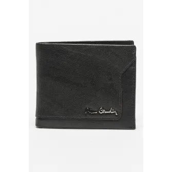 Pierre Cardin, Portofel din piele ecologica cu logo metalic, Negru
