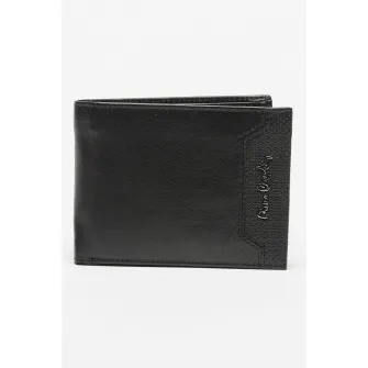 Pierre Cardin, Portofel pliabil din piele cu buzunare multiple, Negru