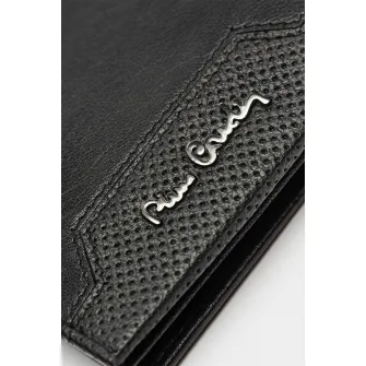 Pierre Cardin, Portofel pliabil din piele cu buzunare multiple, Negru