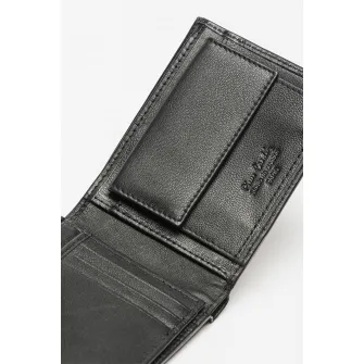 Pierre Cardin, Portofel pliabil din piele cu buzunare multiple, Negru