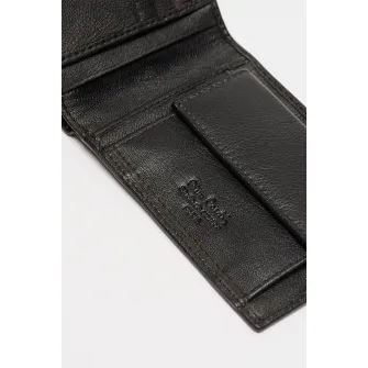 Pierre Cardin, Portofel pliabil din piele cu detaliu cu logo, Negru