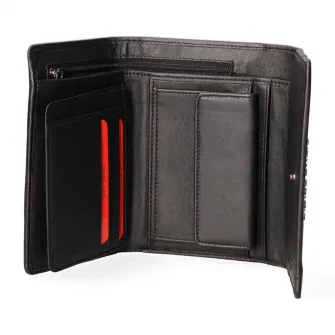 Pierre Cardin, Portofel pliabil din piele cu logo, Negru