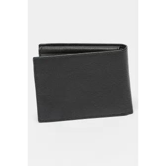 Pierre Cardin, Portofel pliabil din piele, Negru, Rosu inchis