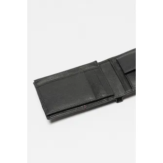 Pierre Cardin, Portofel pliabil din piele, Negru, Rosu inchis
