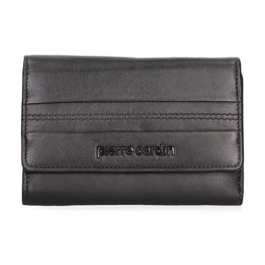 Pierre Cardin, Portofel pliabil din piele, Negru