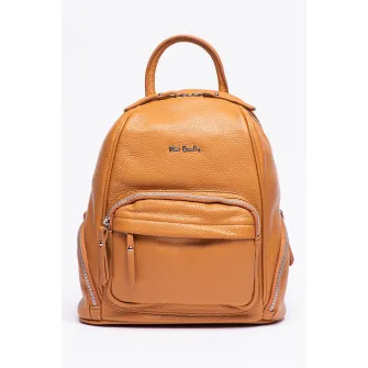 Pierre Cardin, Rucsac de piele cu buzunare exterioare, Caramel
