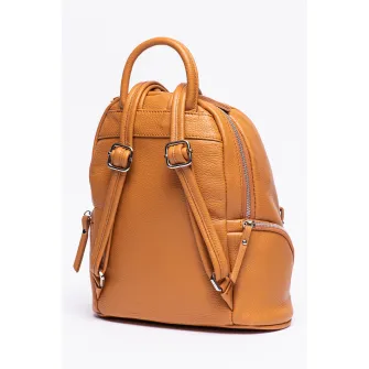 Pierre Cardin, Rucsac de piele cu buzunare exterioare, Caramel
