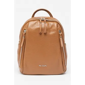 Pierre Cardin, Rucsac de piele cu buzunare exterioare, Maro