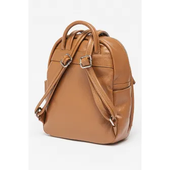 Pierre Cardin, Rucsac de piele cu buzunare exterioare, Maro