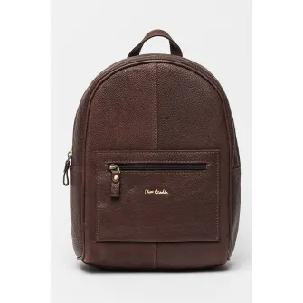 Pierre Cardin, Rucsac din piele cu buzunar exterior, Maro cognac