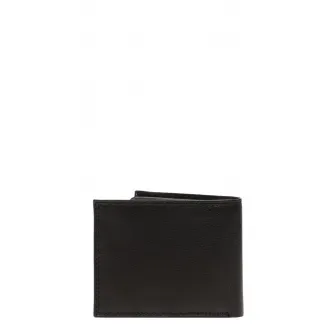 Pierro Poggi, Portofel de piele cu clapa si logo stantat, Negru
