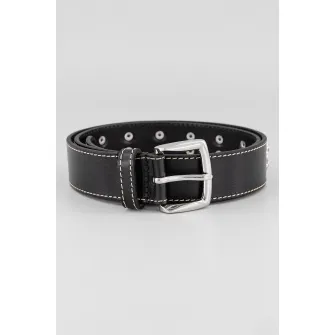 Pinko, Curea de piele cu nituri metalice Larry, Negru, 89