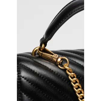 Pinko, Geanta crossbody de piele cu aspect matlasat Love Lady, Negru