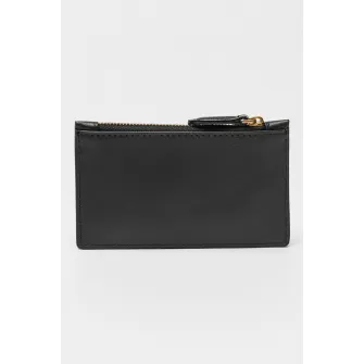 Pinko, Portcart de piele cu aplicatie logo metalica Airone, Negru