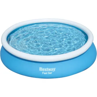 Piscina gonflabila cu pompa cu filtru inclusa Fast Bestway, diametru 366 cm, inaltime 76 cm, volum 5377 litri, debit pompa 1249 l/h, albastru