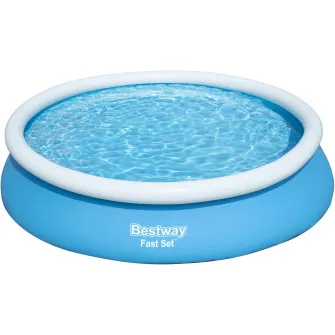 Piscina gonflabila cu pompa cu filtru inclusa Fast Bestway, diametru 366 cm, inaltime 76 cm, volum 5377 litri, debit pompa 1249 l/h, albastru