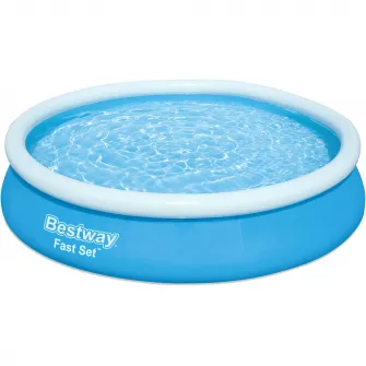 Piscina gonflabila cu pompa cu filtru inclusa Fast Bestway, diametru 366 cm, inaltime 76 cm, volum 5377 litri, debit pompa 1249 l/h, albastru