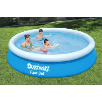 Piscina gonflabila cu pompa cu filtru inclusa Fast Bestway, diametru 366 cm, inaltime 76 cm, volum 5377 litri, debit pompa 1249 l/h, albastru