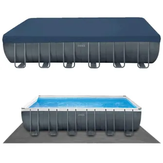 Piscina Intex 26374 Prism Ultra Frame, pompa de filtrare, scara si panou protectie inclus, 9.75m x 4.88m