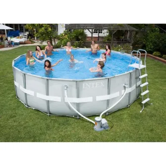 Piscina Intex 26720NP Prism Frame,  pompa de filtrare,  scara si panou protectie inclus, 427 x 427 x 107 cm