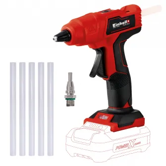 Pistol de lipit la cald pe acumulator Einhell PXC TE-CG 18 Li - Solo, baton lipire 11 mm, temperatura lucru 170 °C, incalzire 2 min, fara acumulator/incarcator